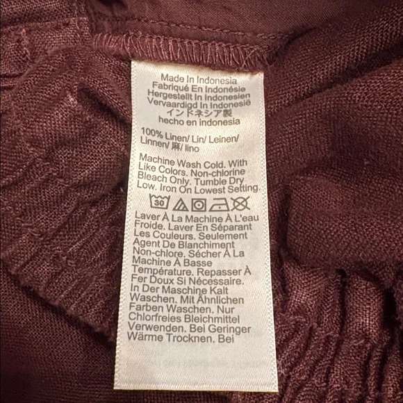 Madewell women’s The Easy Pull-On Pant 100% Linen brown Size M NWT - Picture 10 of 10